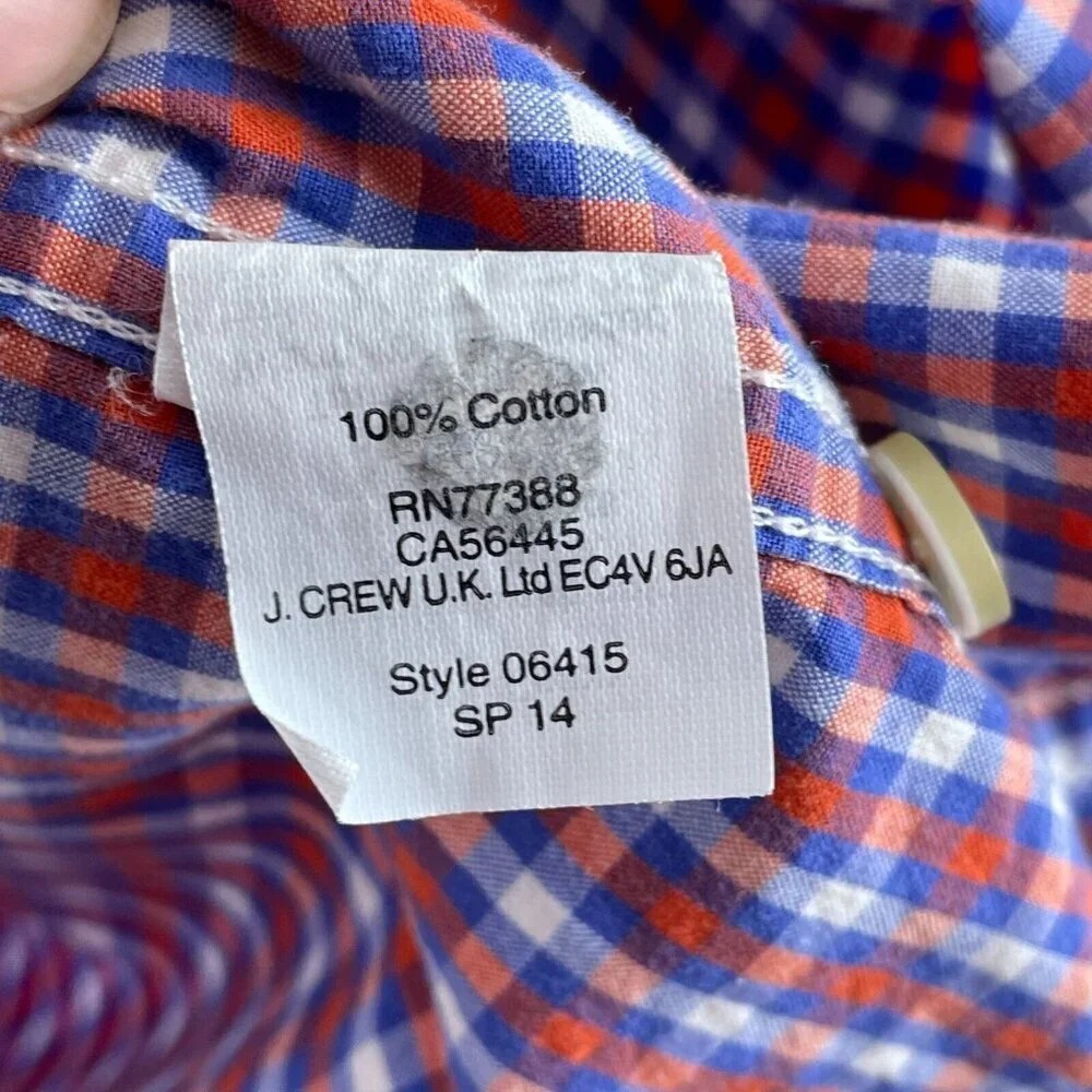 J. Crew Slim Fit Long Sleeve Button-Down Shirt Size L Plaid 100% Cotton 5914